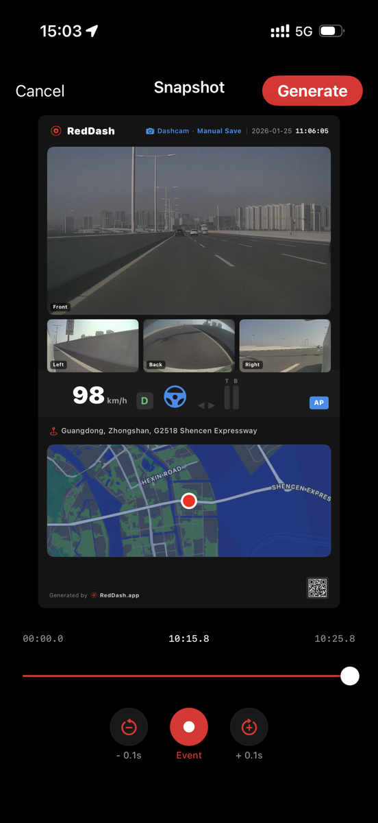 带车速叠加和地图的快照